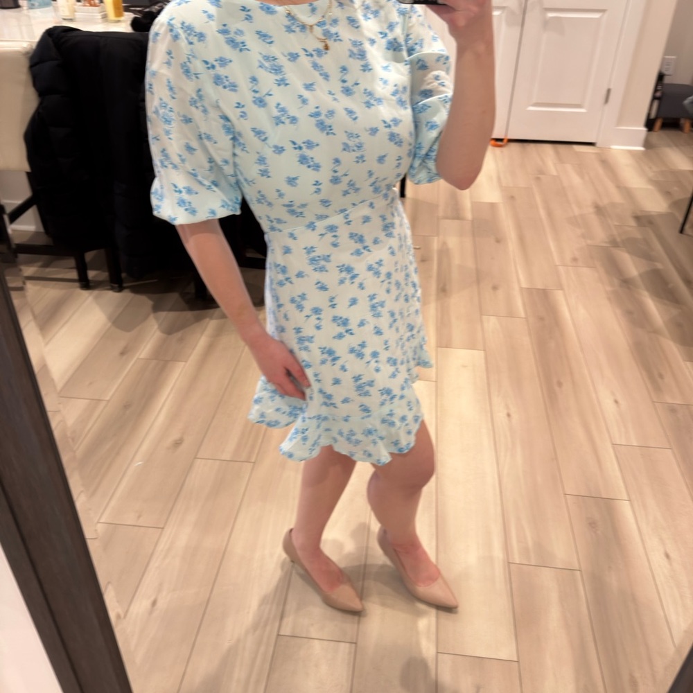 Faithfull the label  Sky Blue Floral Mini Dress - Picture 5 of 6